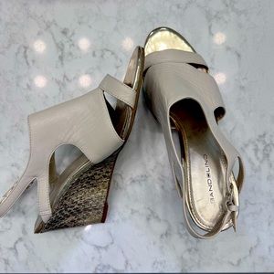 Bandolino 7 1/2 medium width wedge dress sandal.